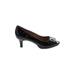 Naturalizer Heels: Slip On Kitten Heel Work Black Solid Shoes - Women's Size 7 1/2 - Peep Toe