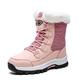 Womens Waterproof Snow Boots Lace Up Ankle Boots for Women Pink Warm Lightweight Ladies Winter Boots,UK 5.5