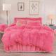 LIFEREVO Luxury Plush Shaggy Duvet Cover Set, Soft Velvet Fluffy Duvet Cover Furry Bedding Comforter Set(1 Faux Fur Fuzzy Duvet Cover + 2 Pompoms Pillow Cases), Zipper Closure(King, Soft Pink)