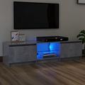 Homgoday TV Cabinet with LED Lights Concrete Grey 140x40x35.5 cm, Entertainment Centre Cabinet, TV Stand Hifi Cabinet Stereo Cabinet TV Unit Living Room Furniture Home Indoor Storage Chest