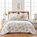 Levtex Home - Ophelia Quilt Set - King Quilt and Two King Shams - Floral - Taupe Grey Cream Blush - Quilt (106x96in.) and Shams (20x36in.) - Reversible - Rayon/Cotton