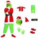 SALFEE Grinch Green Big Monster Costume for Men 7pcs Christmas Deluxe Furry Adult Santa Suit Green Outfit