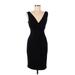 Lauren by Ralph Lauren Casual Dress - Sheath Plunge Sleeveless: Black Solid Dresses - Women's Size 4 Petite