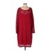 Jessica London Casual Dress - Shift Boatneck 3/4 sleeves: Red Print Dresses - Women's Size 30