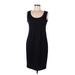 Signature by Robbie Bee Casual Dress - Sheath Scoop Neck Sleeveless: Black Solid Dresses - Women's Size 8 Petite