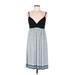 London Times Casual Dress V Neck Sleeveless: Blue Color Block Dresses - Women's Size 8