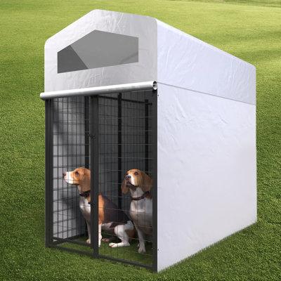 Large Outdoor Dog Kennel 86" L x 45" W x 79" H, Heavy Duty Outdoor Dog Cage, Anti-Rust Dog Run in Gray ningbohongzhuankejiyouxiangongsi | Wayfair