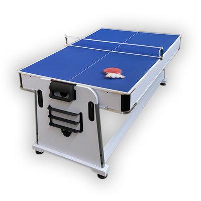Simba USA Inc Pool Table 7ft Blue + Air Hockey + Table Tennis + Table – Polar Manufactured /Mdf in Blue/Brown/White | 32 H x 44 W x 80 D in | Wayfair