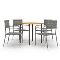 George Oliver Dining Table & Chairs Furniture Set Poly Rattan Wood/Wicker/Rattan in Gray | 59.1 W x 35.4 D in | Outdoor Furniture | Wayfair