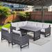 Latitude Run® Ingvald 9 - Person Outdoor Sectional Seating Group w/ Cushions Synthetic Wicker/All - Weather Wicker/Wicker/Rattan in Gray | Wayfair