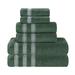 Latitude Run® Ilseruth Zero Twist Cotton Ribbed Modern Geometric Border Soft 6 Piece Bathroom Towel Set 100% Cotton in Green | 30 W in | Wayfair