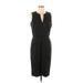 DKNY Cocktail Dress - Sheath V-Neck Sleeveless: Black Solid Dresses - Women's Size 8