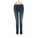 Free People Jeggings - Low Rise Skinny Leg Boyfriend: Blue Bottoms - Women's Size 25 - Dark Wash