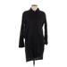 Malia Mills Casual Dress - Shirtdress High Neck 3/4 sleeves: Black Print Dresses - Women's Size 4