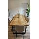 Solid Oak Handmade Parquet Dining Table or Desk and Industrial Style Legs Chevron Wooden
