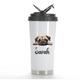 Personalised Pug Dog Breed Thermos Stainless Steel Coffee Travel Mugs with Handles, Pet Dog Mug