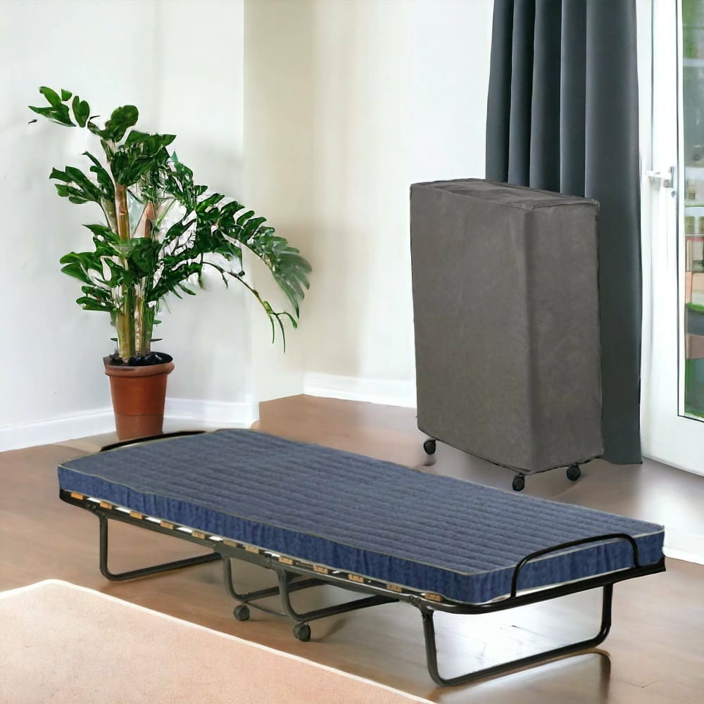 Lit pliant en tissu bleu 80x190 cm