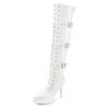Overkneestiefel "High-Heel-Stiefelette mit Plateau", Damen, Gr. 45, weiß, Lacklederimitat, LASCANA BELLE AFFAIRE, glänzend, unifarben, sexy, Schuhe Reißverschlussstiefel Schnürstiefel High Heel Stiefel Overknee-Stiefel, erotische Lack-Optik, mit...