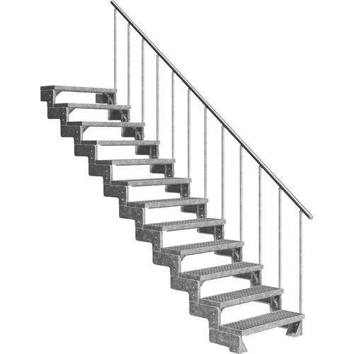 „DOLLE Außentreppe „“Gardentop““ Treppen 14 Gitterrost-Stufen, inkl. einseitigem Alu-Geländer Gr. gerade, silberfarben (metall) Treppen“