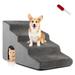 4-Tier High Density Foam Dog Ramps Extra Wide Pet Stairs with Non-slip Bottom-Gray - 17" x 16" x 27.5"