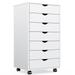 7 Drawers Wood Mobile Dresser Storage Organizer Unit with Wheels