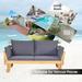 Patio Convertible Solid Wood Sofa with Cushion - 78" x 29.5" x 29.5"