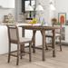 3-Piece Solid Wood Farmhouse Style Drop Leaf Dining Table Set with 2 Upholstered Dining Chairs with Nail Trim for Small Place