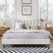 Upholstered Platform Bed Frame with Vertical Channel Tufted Headboard, No Box Spring Needed, Queen