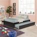 Full Size Modern Wooden Platform Bed with Twin Size Trundle and Two Drawers