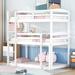 Twin Size Triple Bunk Bed Can Be Divided into Low Loft Bed and Bunk Bed with Safety Guardrail for Multi-Child Families, White