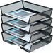 4-Tier Letter Tray Desk Organizer Black