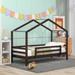 Twin over Twin Kids Bed Frame Bunk Bed Low Loft Bed with Slide and 3 Step Ladder for Boys Girls (No Box Spring Needed), Espresso