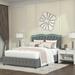 Full Uphostered Bed w/ Tufted Buttons LED Headboard, Drawer, Grey