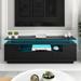 Modern 67" TV Stand with Color Changing LED Lights & Storage Cabinet, High Gloss Television Cabinet TV Console Table, Black