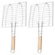 OUNONA 2pcs Grill Basket Fish Grilling Basket Barbecue Grilling Accessory Grilling Meat Clip