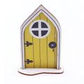 Fairy Gnome Elf Door Handpainted Wooden Outdoor Yard Tree Mystical Art Ornament Yellow