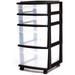 BULYAXIA Plastic 4 Clear Drawer Medium Home Organization Storage Container Tower with 2 Large Drawers and 2 Small Drawers Black Frame