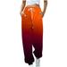 DENGDENG Womens Golf Sweat Pants High Waisted Gradient Jogger Pants with Pockets Yoga Drawstring Cinched Sweatpants Athletic Wide Leg Pants Trendy Straight Baggy Pants Sports Winter Trousers Red XXL