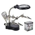 Diymore Desktop LED Lighted Magnifying Glass Soldering Station 3.5X 12X Helping Hands Magnifier Soldering Station for Soldering Assembly