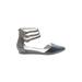 Vince Camuto Sandals: Flats Wedge Casual Gray Print Shoes - Women's Size 5 1/2 - Almond Toe