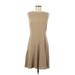 Theory Casual Dress - A-Line Crew Neck Sleeveless: Tan Print Dresses - Women's Size 6