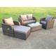 Fimous Rattan Garden Furniture Set Adjustable Chair Sofa Double Love Seat 2 Seater Sofa Oblong Coffee Table Footstool