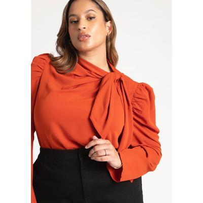 Plus Size Women's Drape Front Blouse by ELOQUII in Burnt Orange (Size 22)