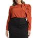 Plus Size Women's Drape Front Blouse by ELOQUII in Burnt Orange (Size 18)