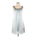 BCBGMAXAZRIA Casual Dress - Mini Scoop Neck Sleeveless: Silver Print Dresses - Women's Size X-Small