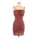 Bailey Blue Casual Dress - Bodycon Square Sleeveless: Burgundy Leopard Print Dresses - Women's Size Medium