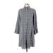 Fine Garments Carefully Selected by Bell Casual Dress - Shirtdress Collared 3/4 sleeves: Gray Plaid Dresses - Women's Size 8