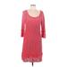 INC International Concepts Casual Dress - Shift Scoop Neck 3/4 sleeves: Red Print Dresses - Women's Size Large