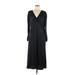 Gap Casual Dress - Midi V Neck 3/4 sleeves: Black Solid Dresses - Women's Size 8