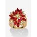 Women's Red Crystal 18K Gold-Plated Flower Cocktail Ring by J. Renee in Red (Size 8)